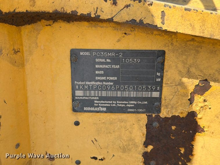 image for item FT6673 2008 Komatsu PC35MR-2 mini excavator