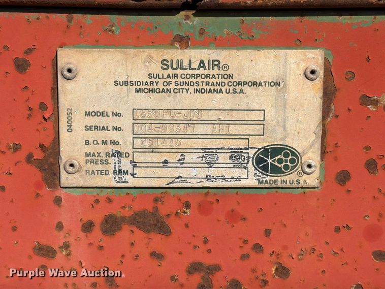 image for item FT6682 Sullair 185DPQ-JDD air compressor