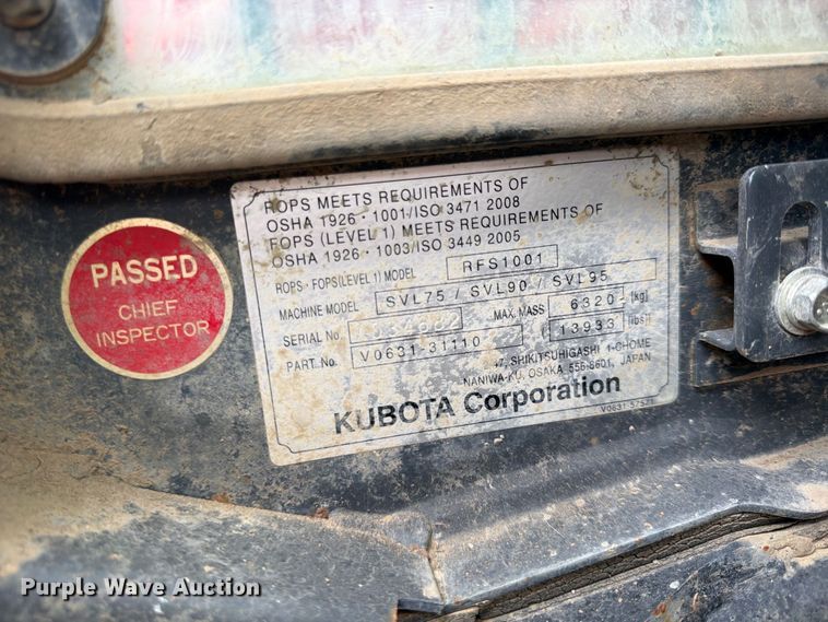image for item FU4586 2019 Kubota SVL95-2S tracked skid steer loader