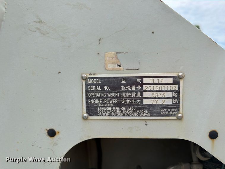 image for item FU4587 2014 Takeuchi TL12 tracked skid steer loader