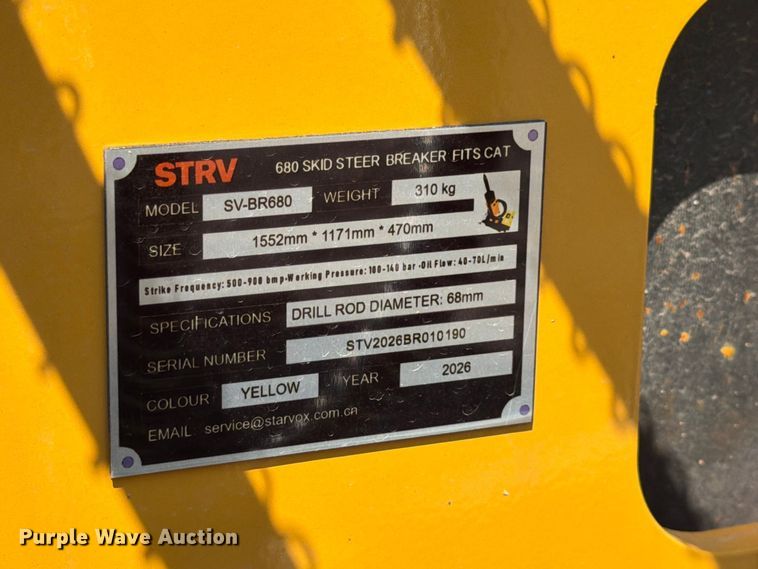 image for item MQ9077 2026 STRV SV-BR680 skid steer breaker hammer