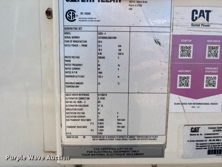 image for item NM9946 2014 Caterpillar XQ20-4 generator
