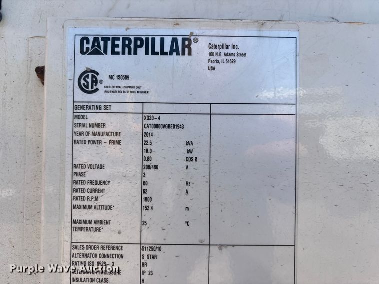 image for item NM9947 2014 Caterpillar XQ20-4 generator