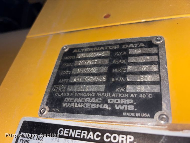 image for item NM9948 1997 Generac 97A06006-S generator
