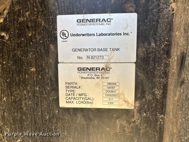 image for item NM9958 2002 Generac 2823260100 generator