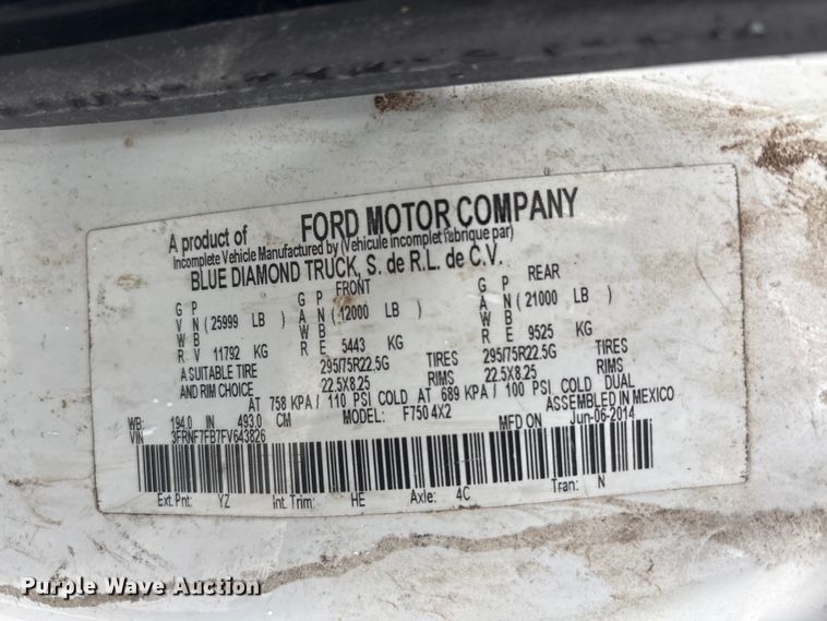 image for item YA2807 2015 Ford F750 Super Duty forestry bucket truck