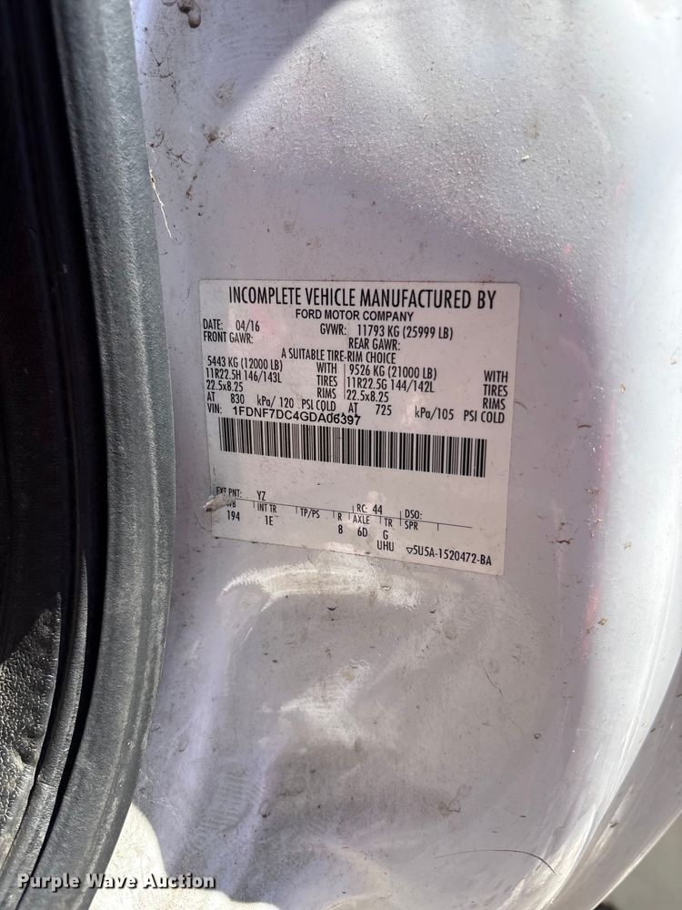 image for item YA3445 2016 Ford F750 forestry bucket truck