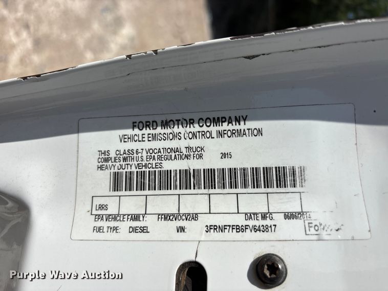 image for item YA3535 2015 Ford F750 Super Duty forestry bucket truck