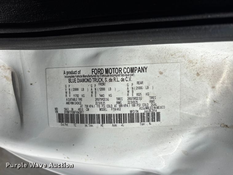 image for item YA3535 2015 Ford F750 Super Duty forestry bucket truck
