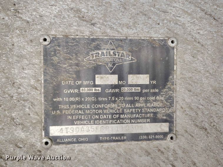 image for item YA3926 2022 Trailstar end dump trailer
