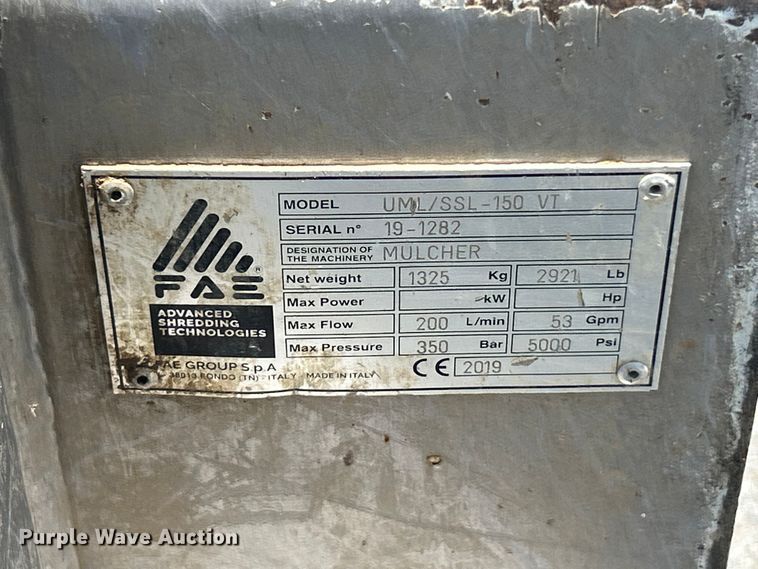 image for item YA4031 2019 FAE UML/SSL-150 VT skid steer mulcher