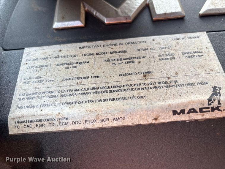 image for item YA4591 2018 Mack GU713 dump truck