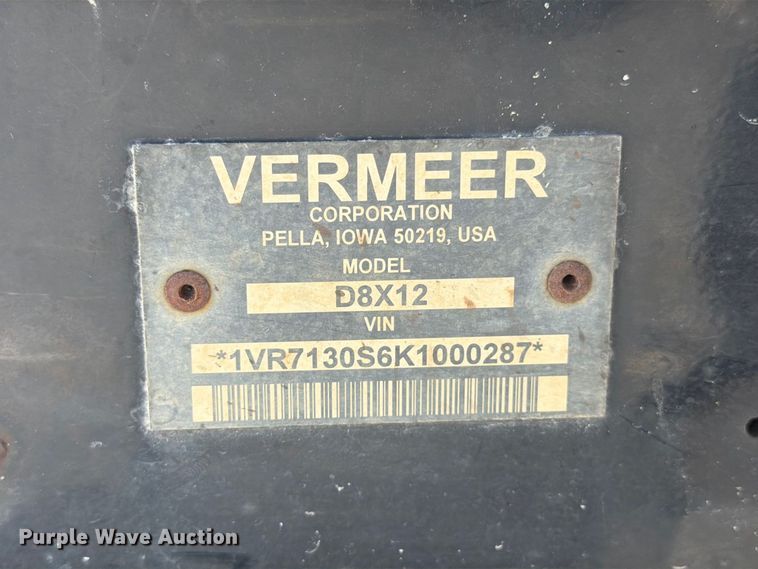 image for item YA4821 2019 Vermeer D8X12 directional boring unit
