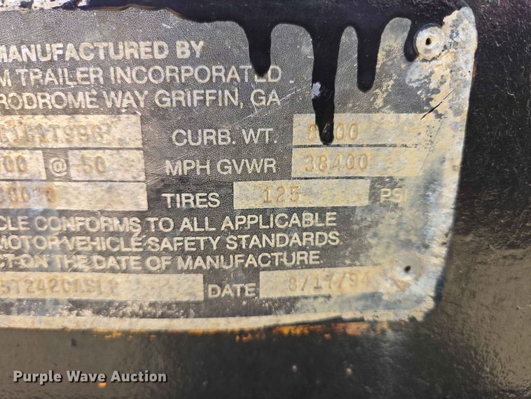 image for item DP8985 1994 CMW Custom 15T242 equipment trailer
