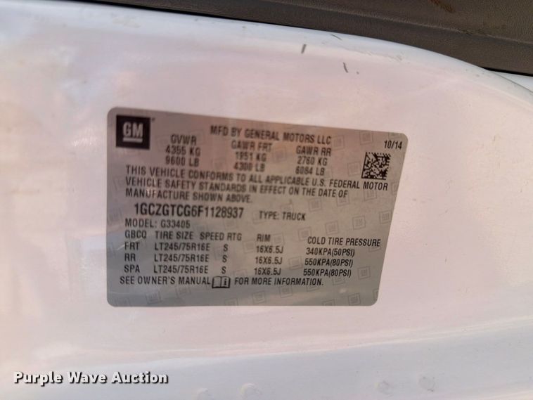 image for item DV8603 2015 Chevrolet Express 3500 van