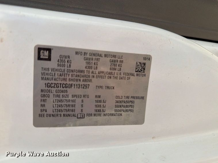image for item DV8604 2015 Chevrolet Express 3500 van