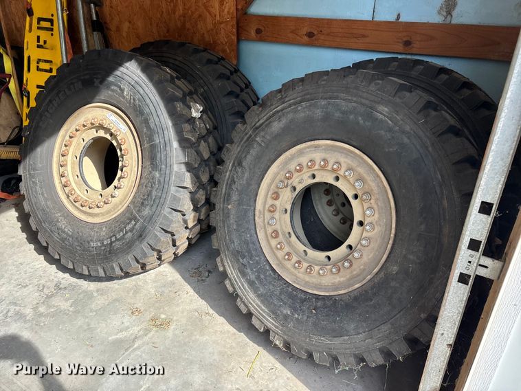 image for item EO4493 (4) Michelin 395/85R20 tires and wheels