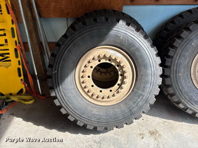 image for item EO4493 (4) Michelin 395/85R20 tires and wheels