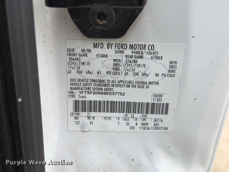 image for item EP7524 2008 Ford F250 Super Duty XL pickup truck