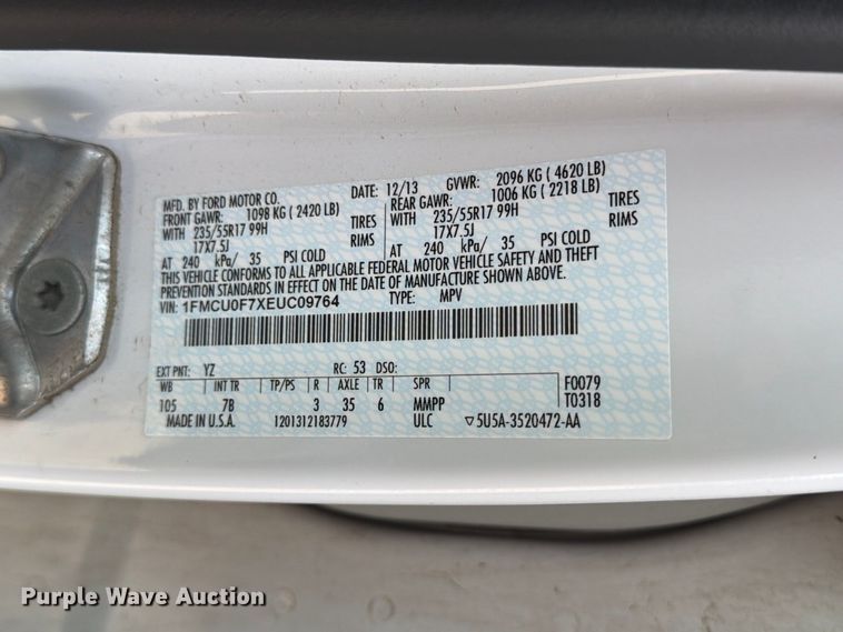image for item EP7540 2014 Ford Escape SUV