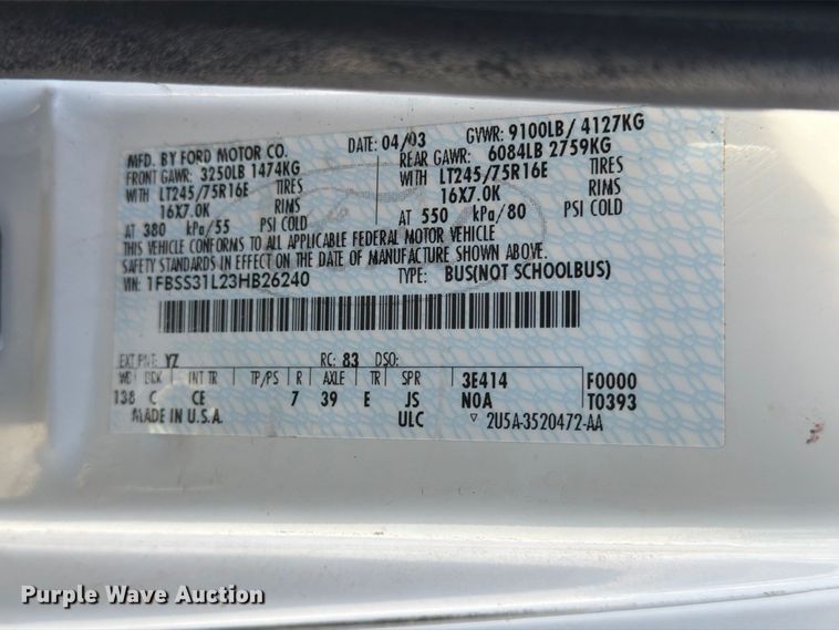 image for item EP7571 2003 Ford E350 van