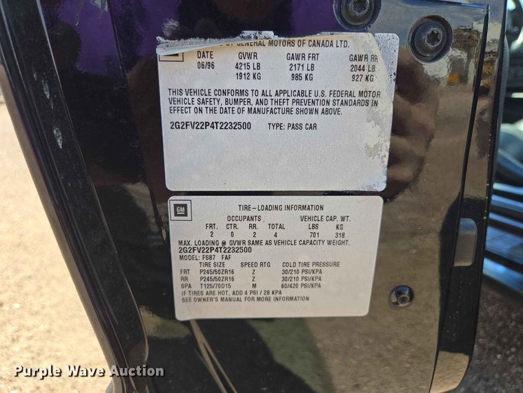 image for item ER1760 1996 Pontiac Firebird 