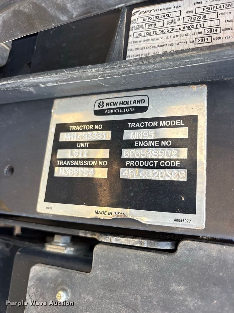 image for item ET0491 2019 New Holland Workmaster 95 MFWD tractor