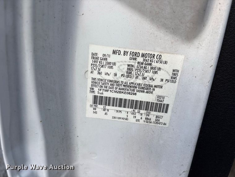 image for item EU0876 2011 Ford F150 pickup truck