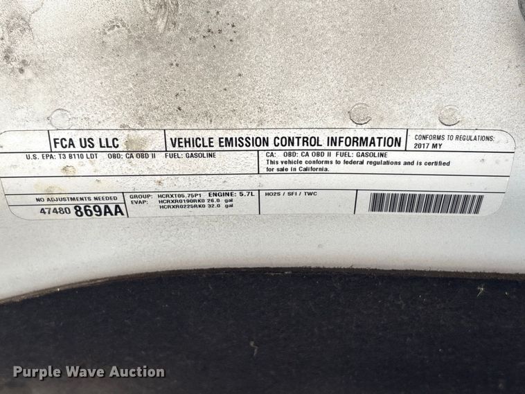 image for item EU0878 2017 RAM 1500 pickup truck