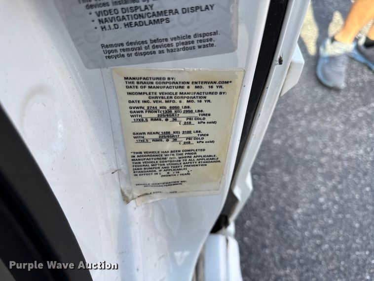 image for item EV6081 2016 Dodge Grand Caravan handicap accessible van