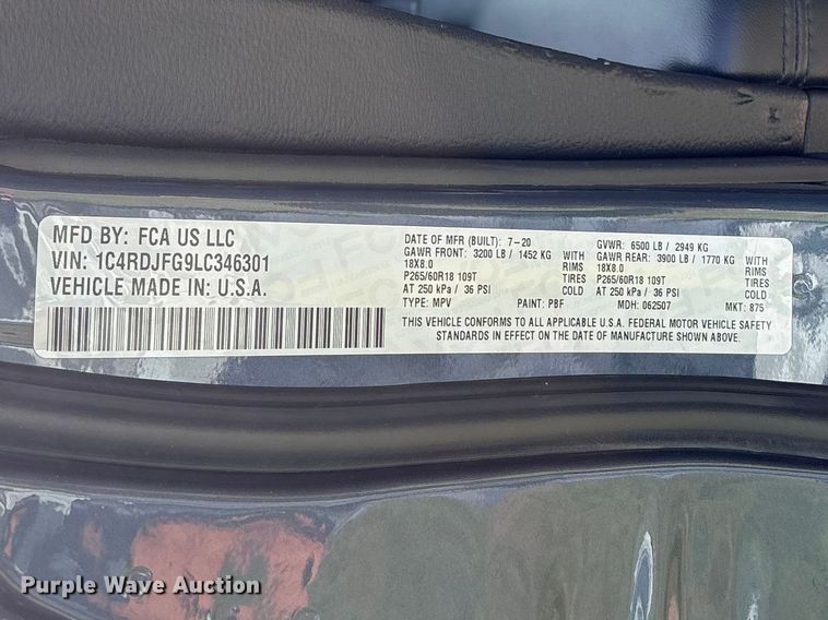image for item EW0009 2020 Dodge Durango SSV SUV