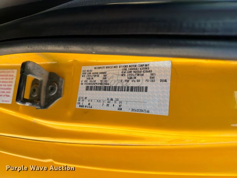 image for item EW1055 2003 Ford E450 school bus