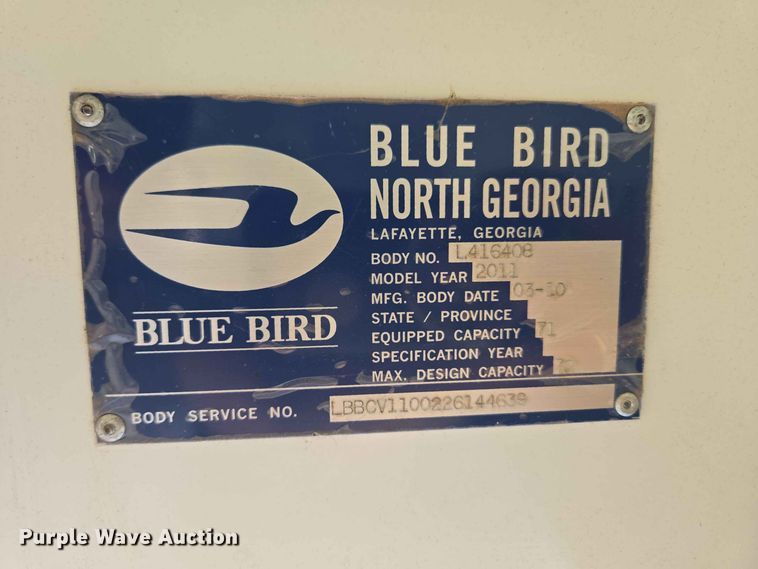 image for item EW8528 2011 Blue Bird Bb Conventional school bus