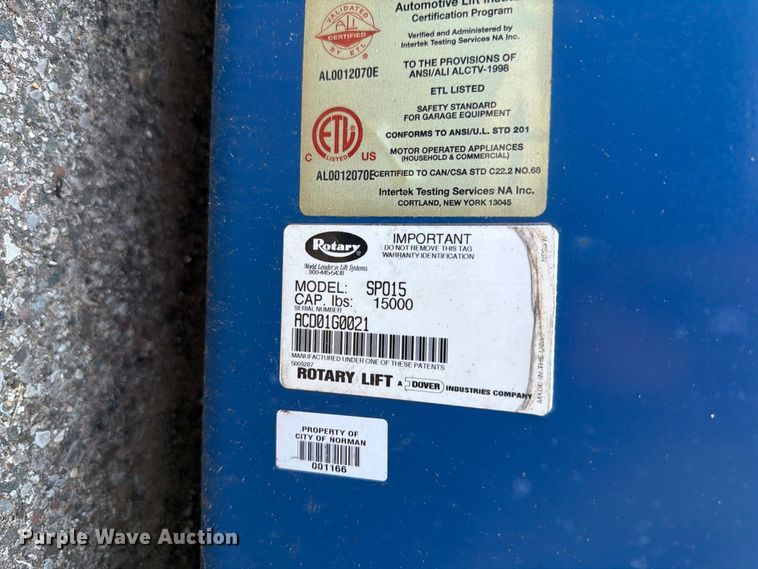 image for item EW8765 Rotary SP015 automotive lift