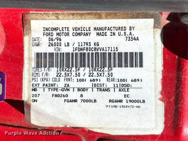 image for item FG0640 1997 Ford tanker fire truck