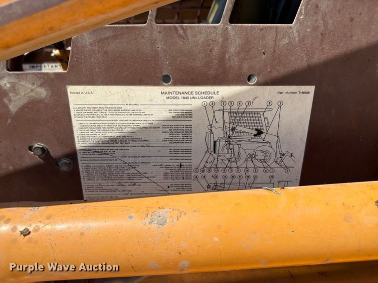 image for item FK3416 1993 Case 1840 skid steer loader
