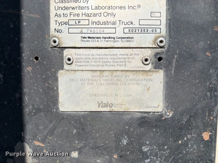 image for item FK3417 Yale GLP050RENUAE089 forklift