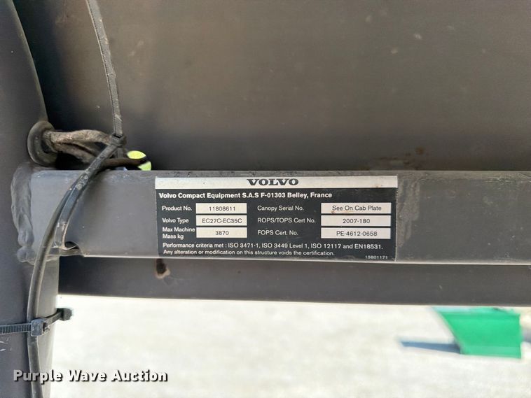image for item FK3418 2011 Volvo EC35C mini excavator