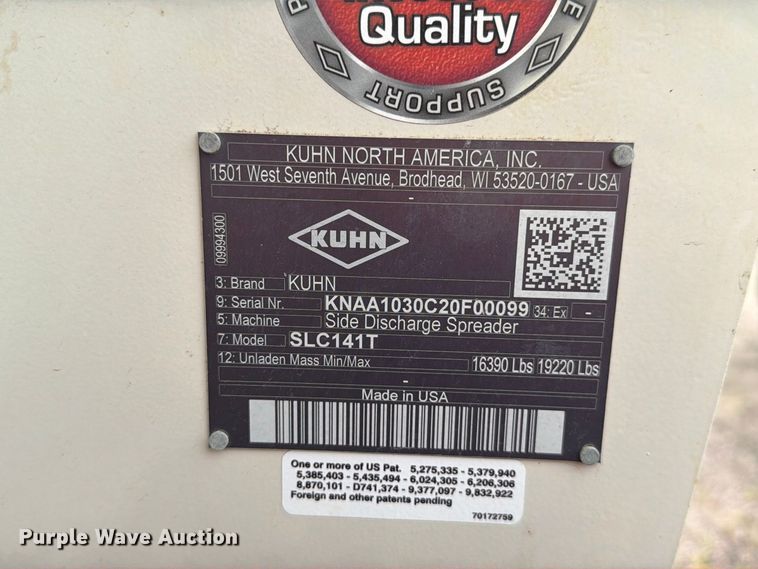 image for item FT6505 Kuhn SLC141T manure spreader