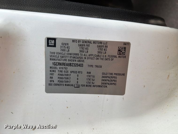 image for item FT6512 2011 Chevrolet Silverado 1500 Ext. Cab pickup truck