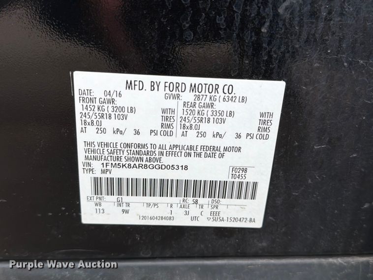 image for item FT6517 2016 Ford Explorer 