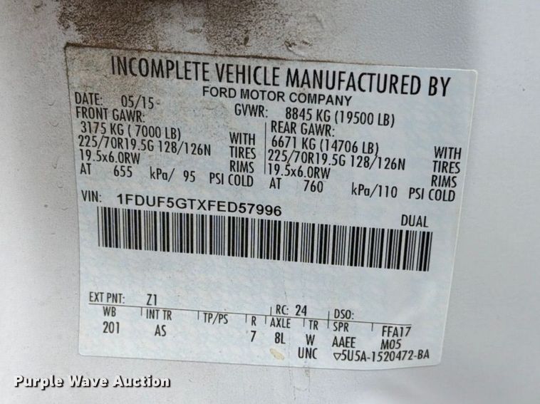 image for item FT6521 2015 Ford F-550 sewer inspection truck