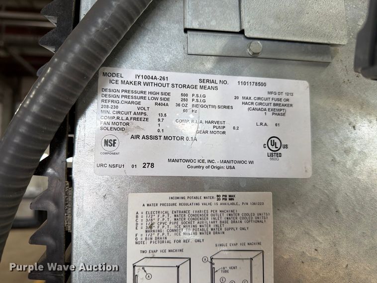 image for item FT6554 Manitowoc IY1004A-261 ice machine