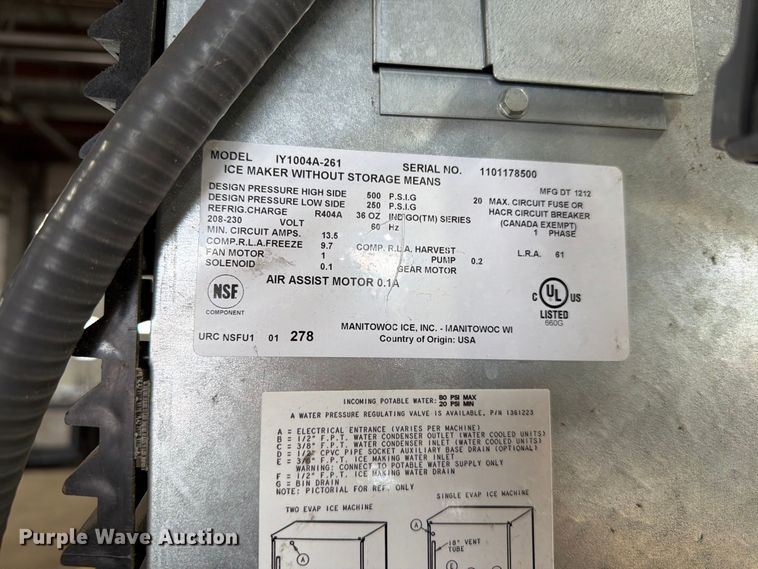 image for item FT6554 Manitowoc IY1004A-261 ice machine