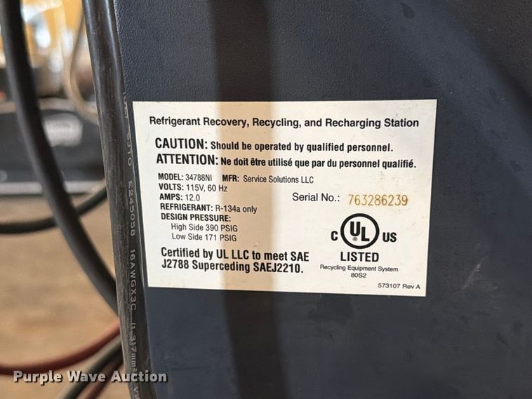 image for item FT6588 Robinair 34788NI refrigerant recovery recycling machine
