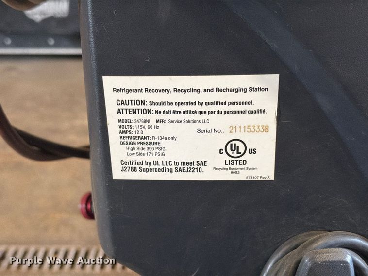 image for item FT6589 Robinair 34788NI refrigerant recovery recycling machine