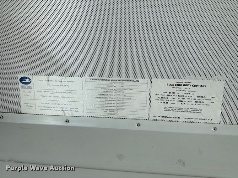 image for item FT8002 2017 Blue Bird All American school bus