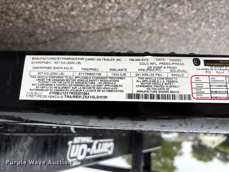 image for item FU0501 2024 Carry-On utility trailer