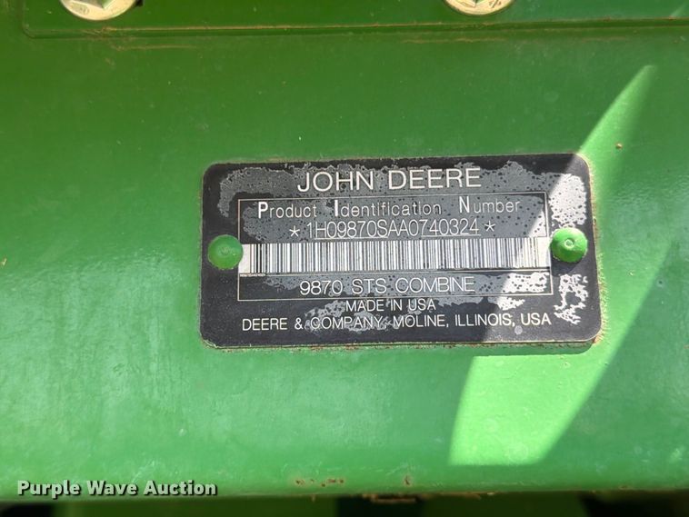 image for item EP7554 2010 John Deere 9870 STS combine