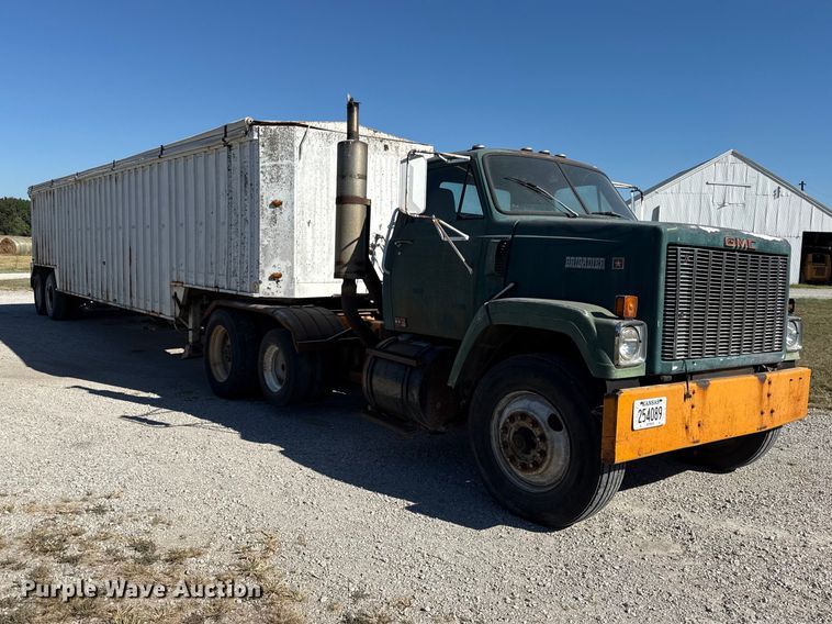 image for item EV6139 1981 GMC grain truck with grain trailer